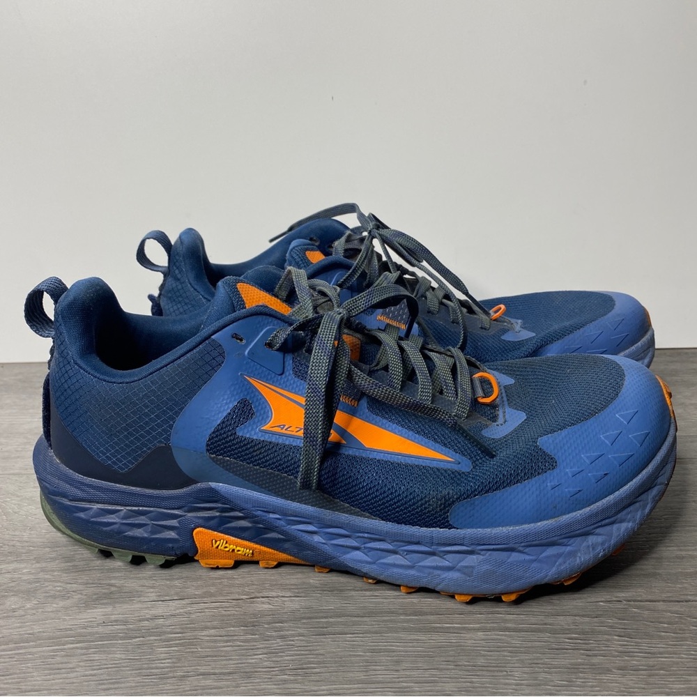 Altra Timp 5 Shoes Mens Size 10.5 Blue Orange Trail Running Hiking Vibram